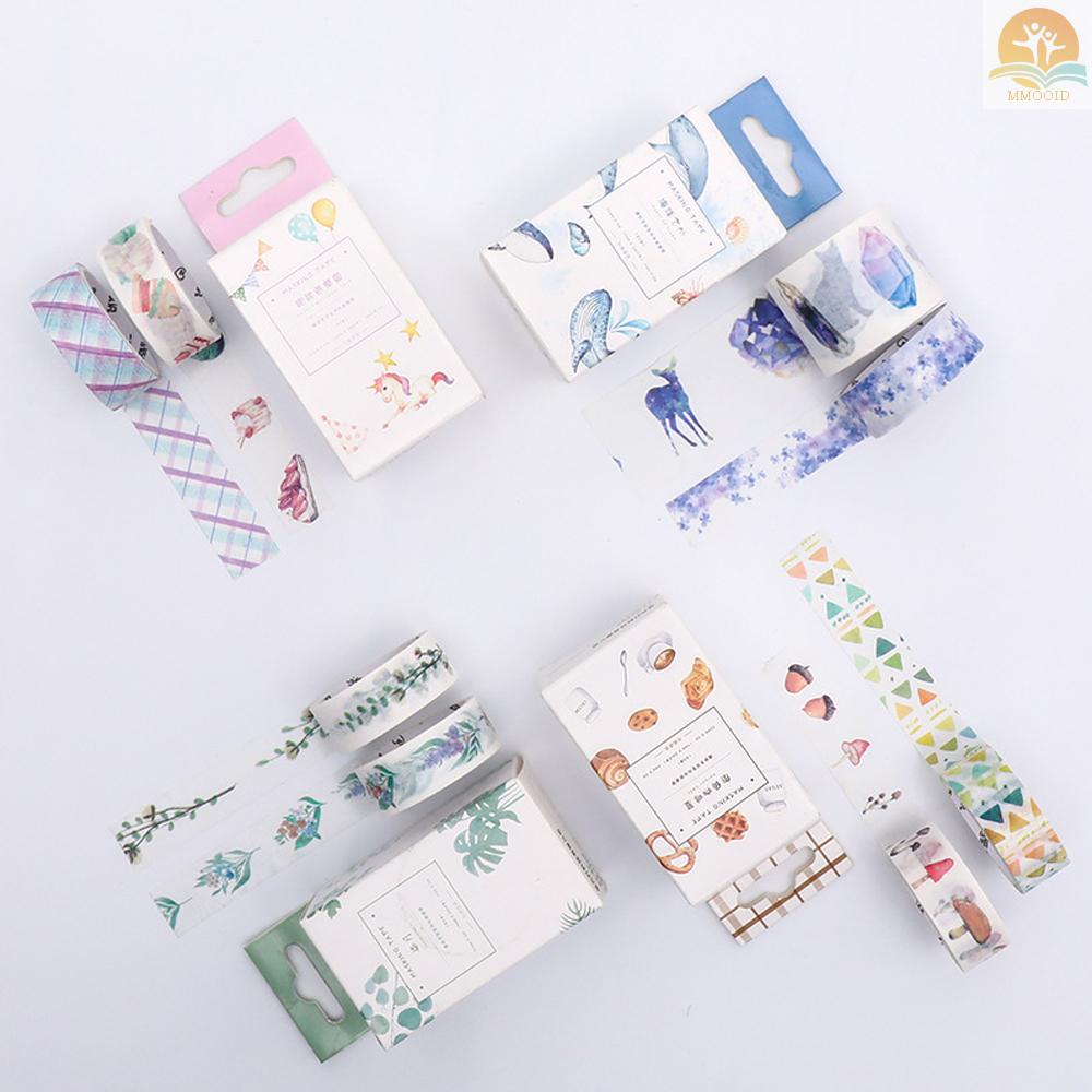 In Stock Washi Tape Set 4roll 30mm 15mm 5mm Lebar Dekoratif Warna-Warni Masking Tape Perekat Tape Stiker Seni Dan Kerajinan Hadiah Untuk Dekorasi DIY Craft Scrapbooking Jurnal Diary Foto