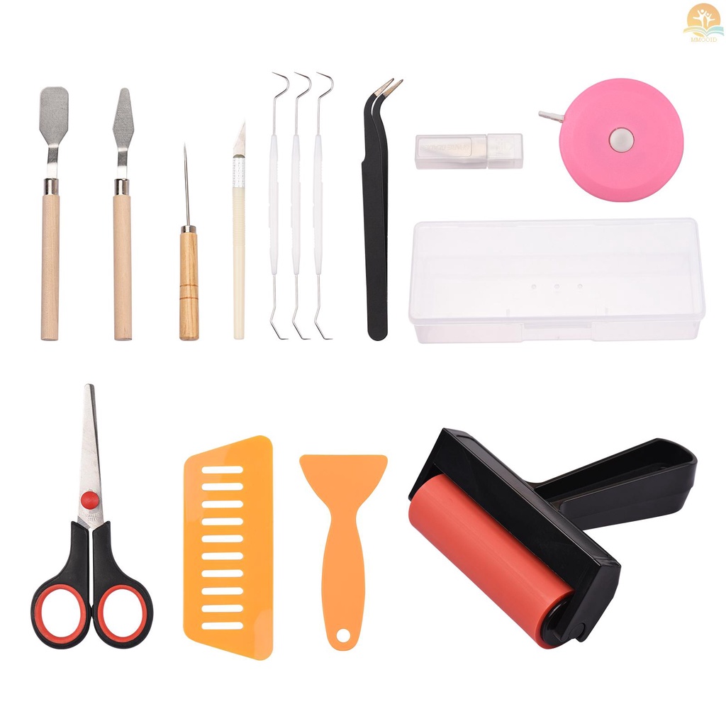 In Stock 19pcs Craft Vinyl Weeding Tools Set Dengan Brayer Tweezer Siluet Cameos Lettering Cutting DIY Perlengkapan Seni Craft Aksesoris Handmade Suitablr Untuk Mesin Transfer Panas