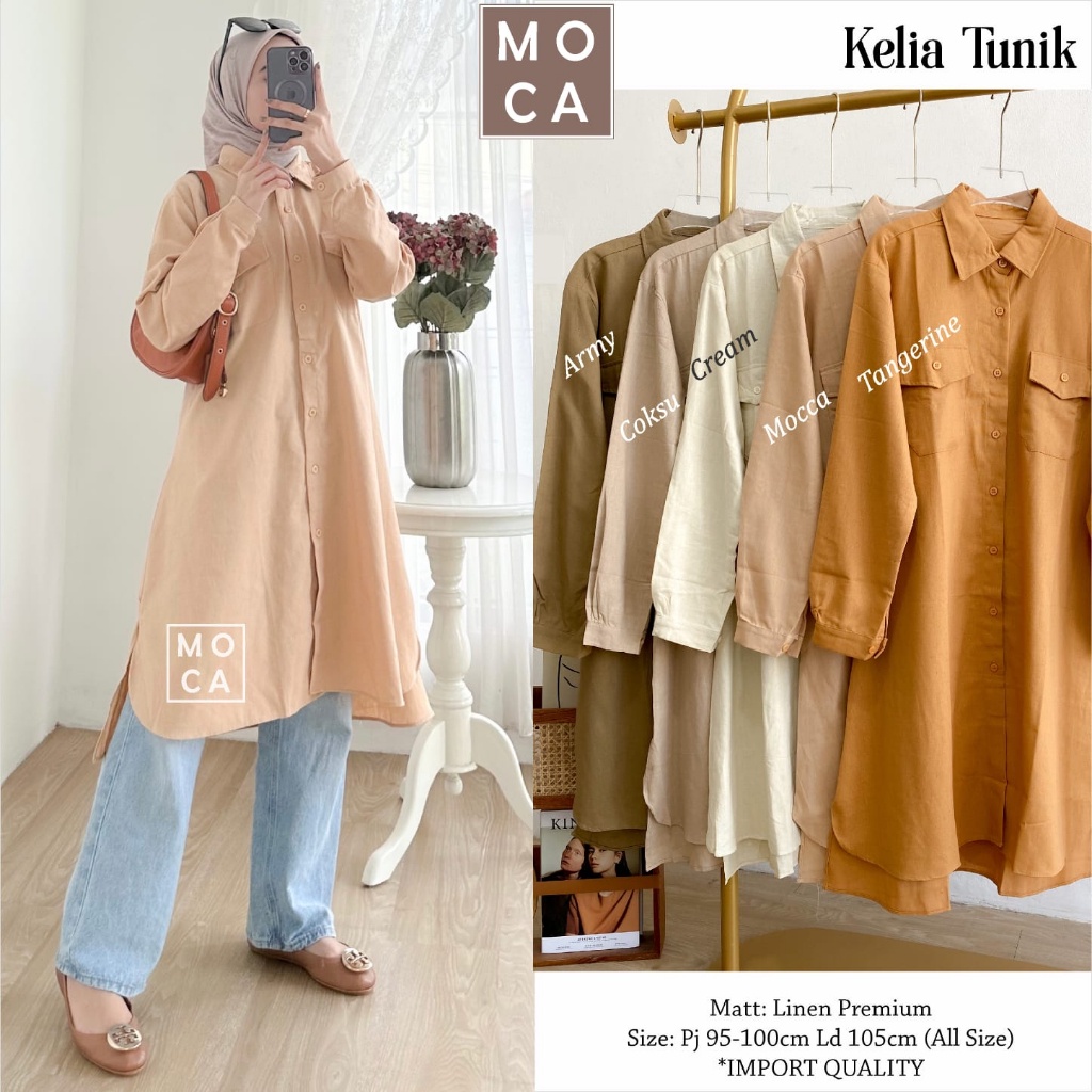 KELIA TUNIK ORI MOCA | Ld105 Linen Premium