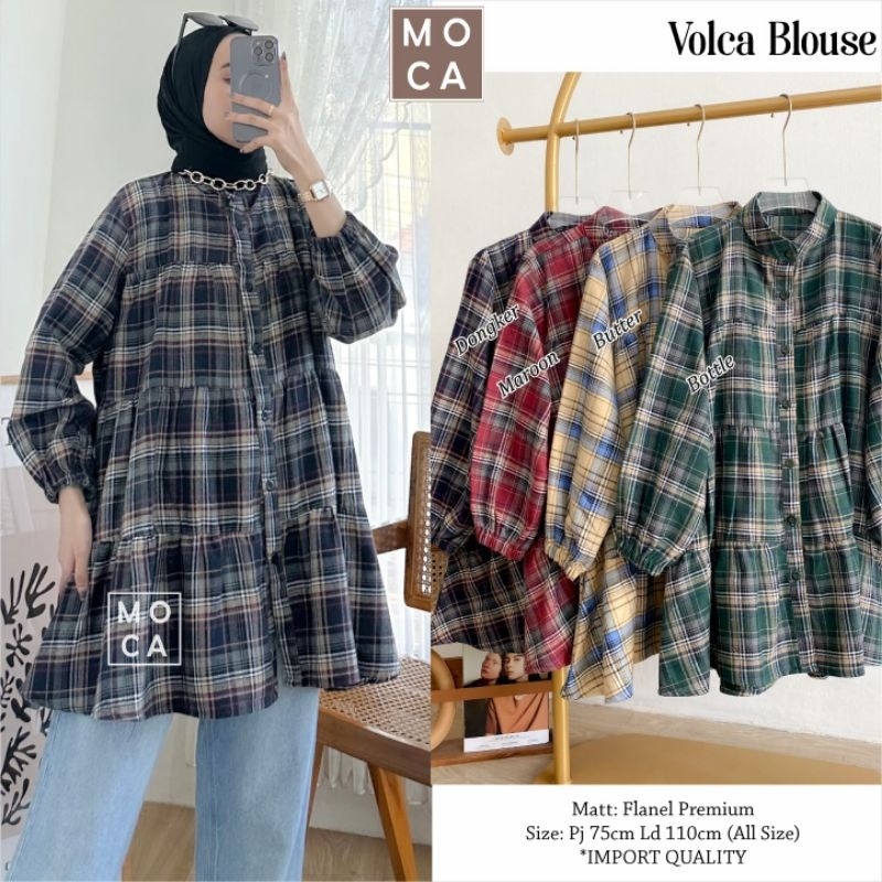 VOLCA BLOUSE ORI MOCA | Ld110 Flanel Premium