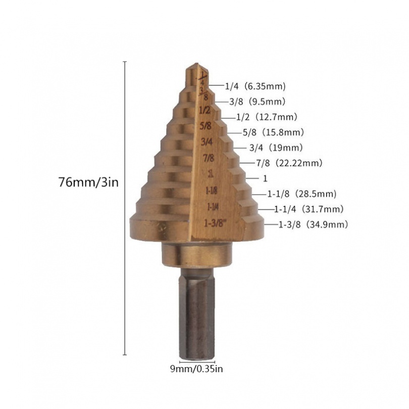 Mata Bor Injak Lapis Titanium1 /4 -1 3 /8 Woodworking Hand Tools Untuk Panel Kayu Bahan Aluminium Alloy Tembaga