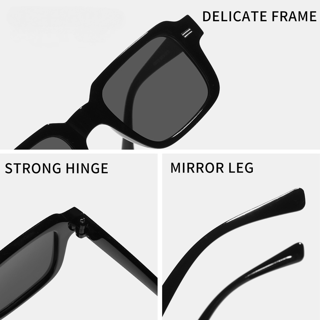 Kacamata Hitam Frame Kotak Trendy Untuk Wanita Pria Lensa Gradasi Kacamata Outdoor