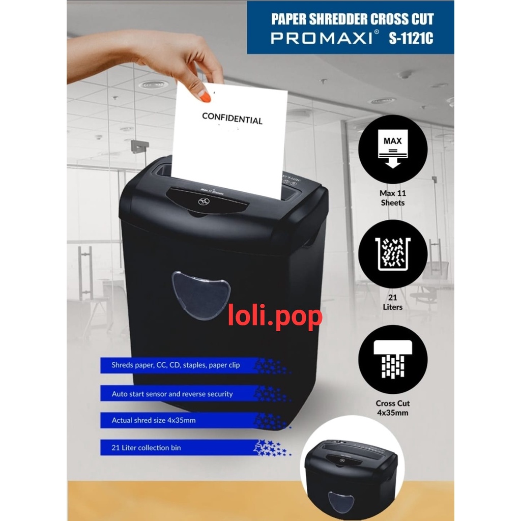 PROMAXI S-1121C Cross Cut Mesin - Penghancur Kertas CC / CD - Paper Shredder S1121C