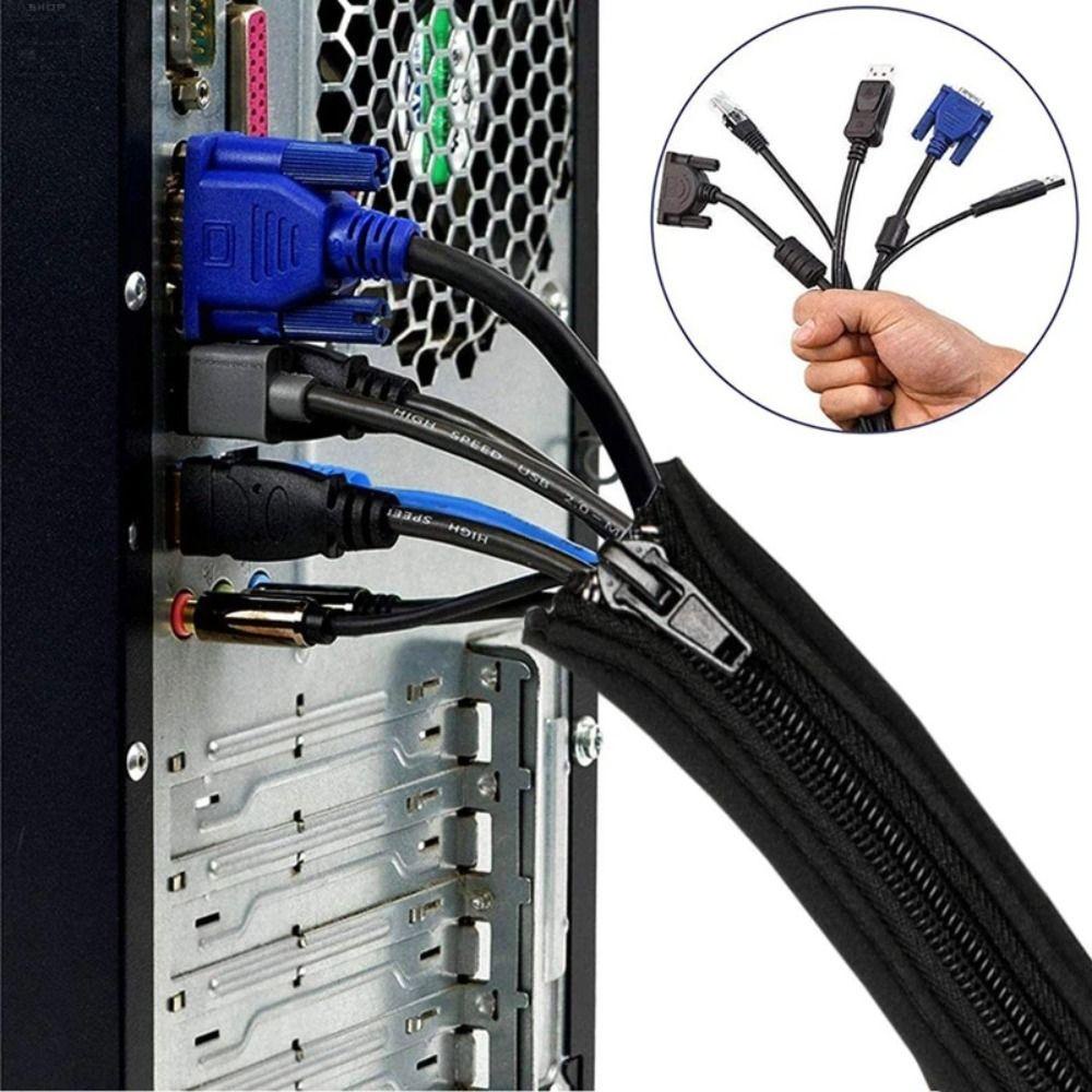 Cable Management Sleeve Untuk PC Komputer Anti Statis Neoprene Kabel Data Pelindung Kawat Jaringan Kabel Organizer