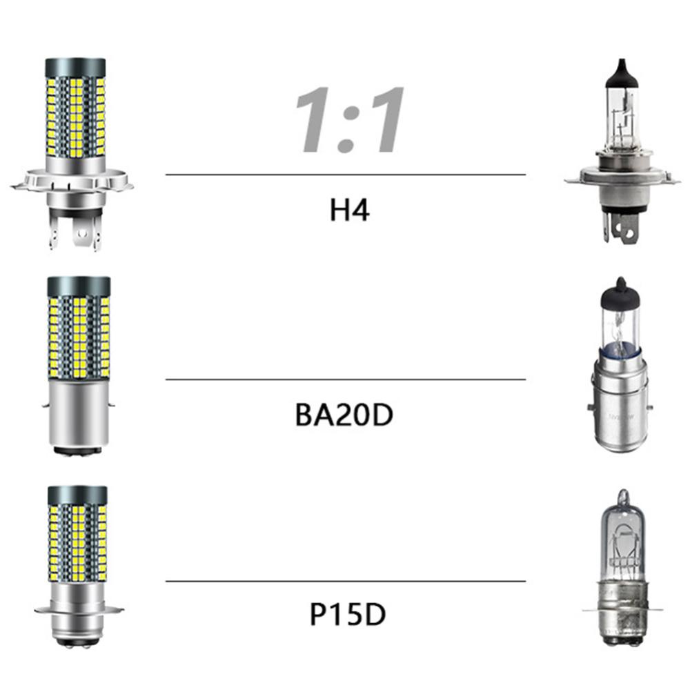 Openmall H4 /H6 /BA20D/P15D 12V-24V 6000K Lampu LED Motor Headlight Motor 126smd Chips Lamp Bohlam Headlight Mobil Hi Lo Light D7P8