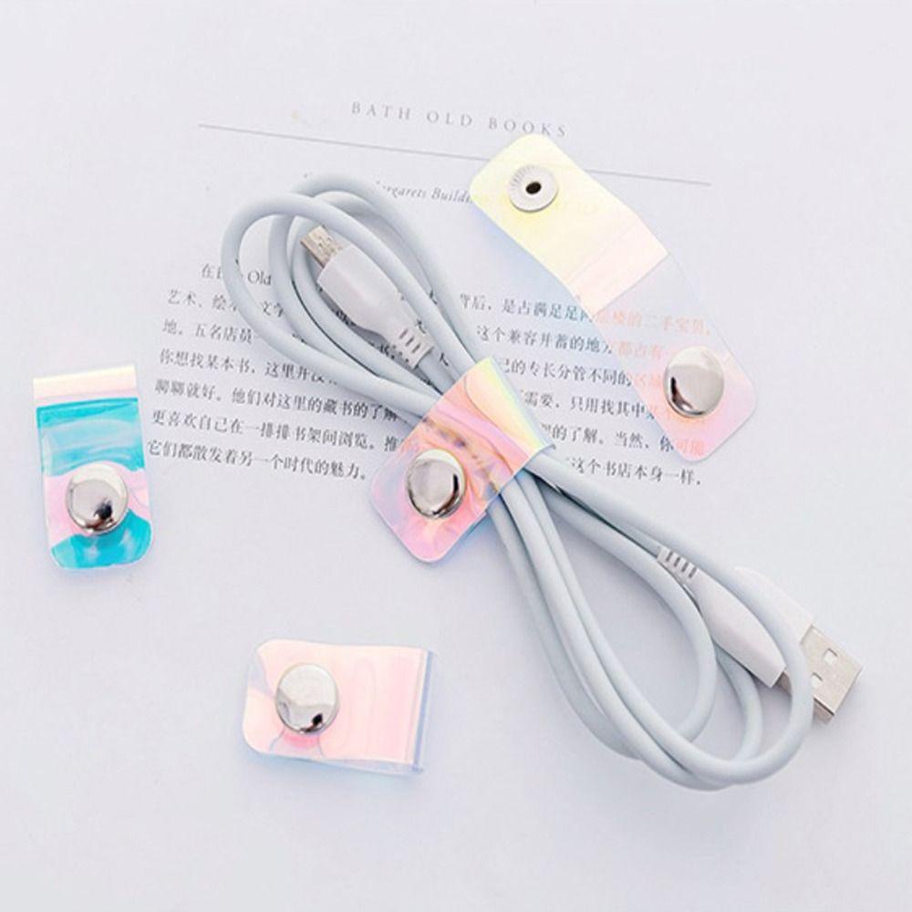 LANFY 10pcs Tali Pengikat Kabel, Pengikat Kabel Laser PVC, Kawat Kabel Telepon Multifungsi Reusable Winder Wrap Cable Buckle Straps Untuk Kantor Sekolah