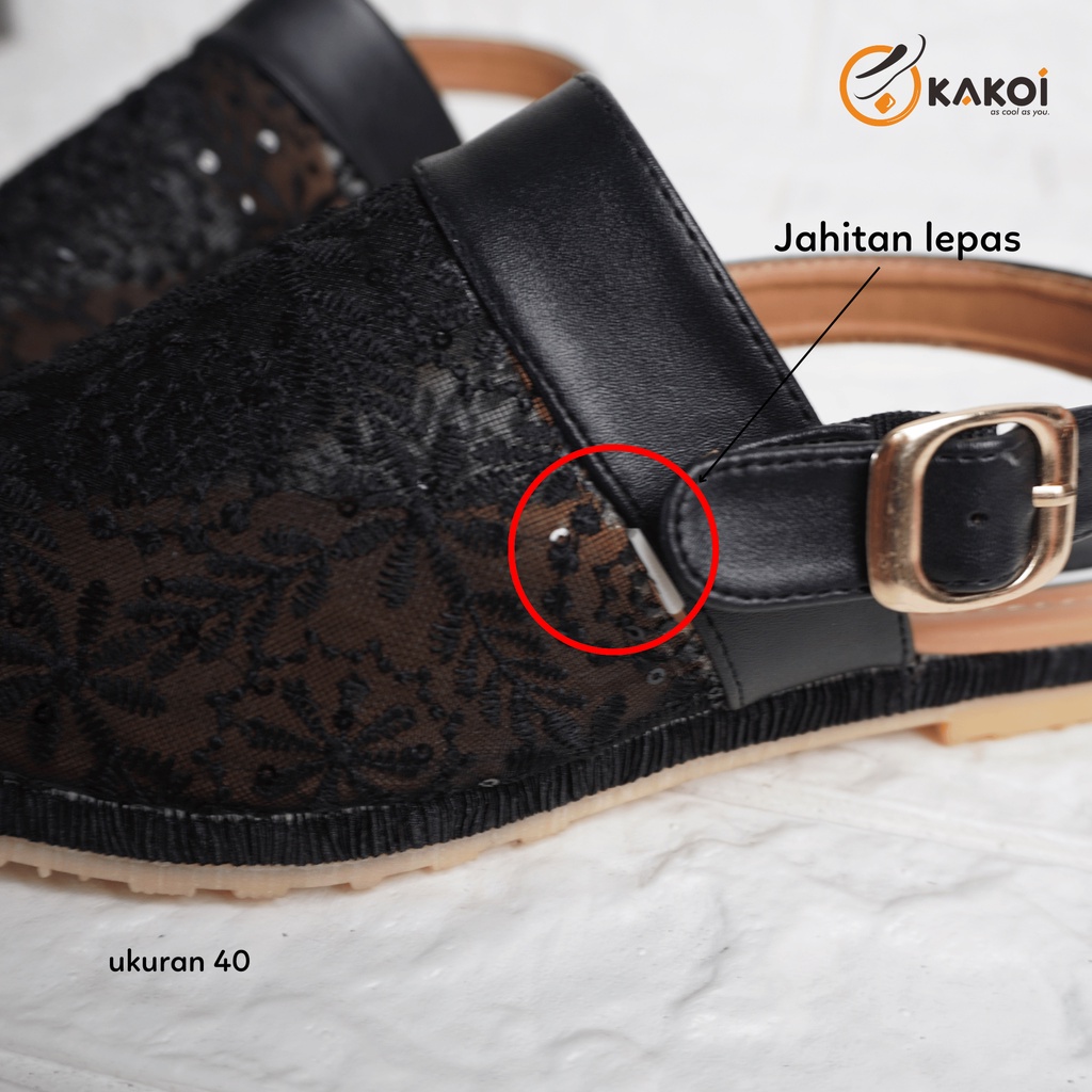 KAKOI ( RIJECT ) - Mecca Hitam Jahitan Lepas  Sepatu Sandal Umroh