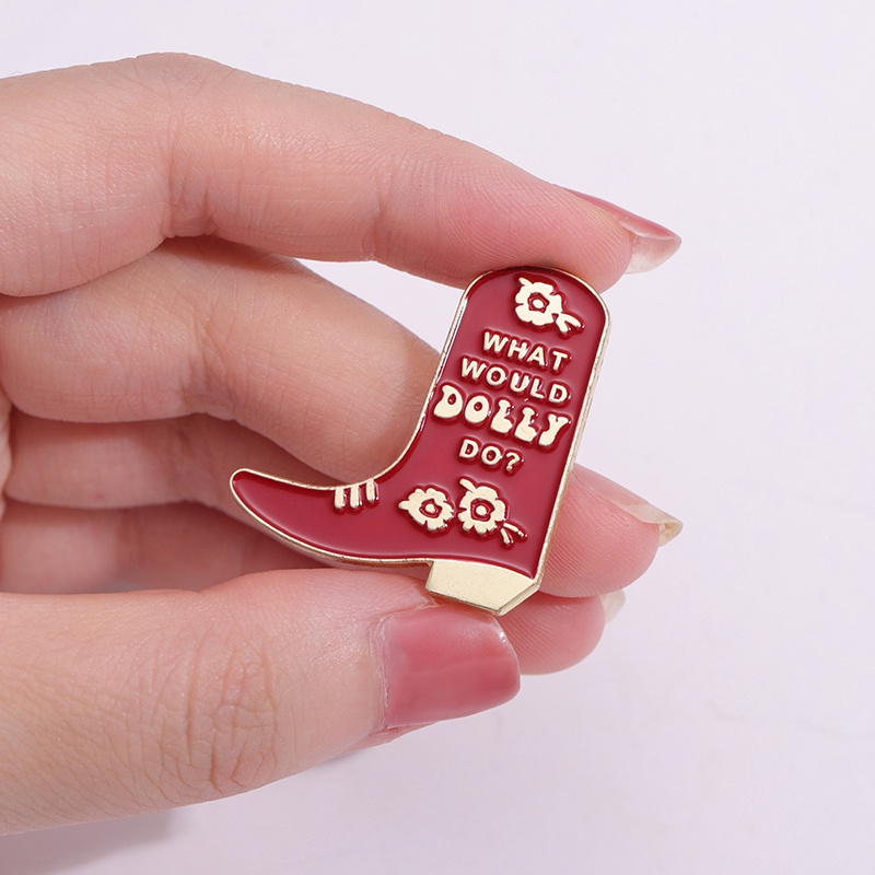 Penyanyi Perempuan WWDD What Wou Dolly Do Enamel Pin Country Music Boots Bros Humor Lapel Badge Perhiasan Hadiah Untuk Teman