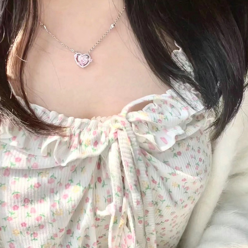 Kalung Manis Set Perhiasan 18 K Gelang Berlian Hati Barbie Kalung Anting Adjustable Cincin Set