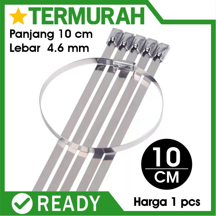 

stainless 1p 10cm Cable Ties ikat besi Kabel Tis Steel Metal Tie lock