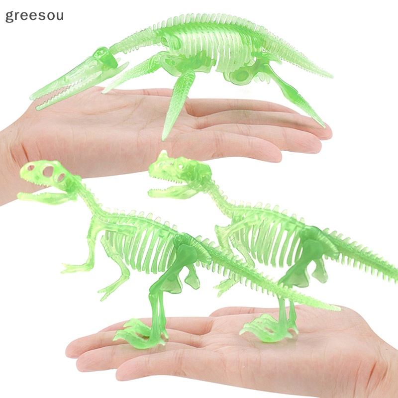 Greesou Realistis Kerangka Dinosaurus Fluorescent Dino Fossil Model Patung Dekorasi Hewan ID