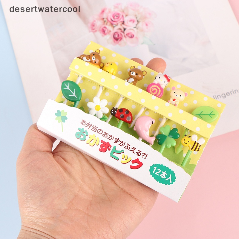 Deid 12pcs Fruit Pick Tusuk Gigi Dekorasi Pesta Hewan Kartun Makanan Garpu Buah Martijn