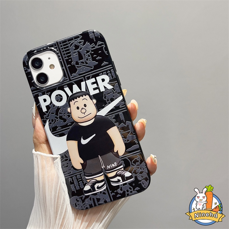 IPHONE Kartun Merek Trendi Fashion Ponsel Case Cocok Untuk Anak Laki-Laki Kompatibel Untuk Iphone14 13 12 11 Pro Max X Xr Xs Max8 7 6 6s Plus SE 2020 Shockproof Frame Pelindung Hitam Soft Case