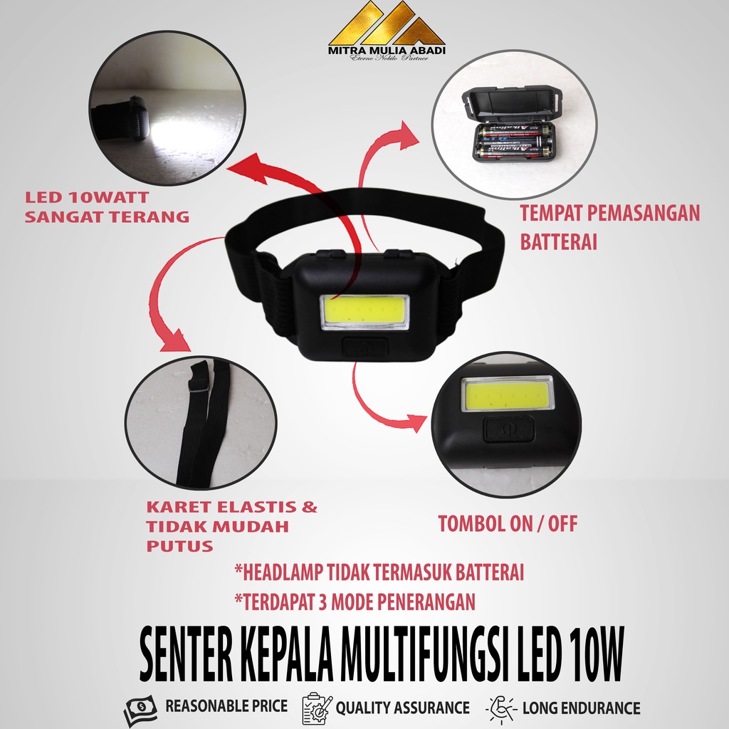 SENTER KEPALA MULTIFUNGSI LED 10W - LAMPU PENERANG  SERBAGUNA