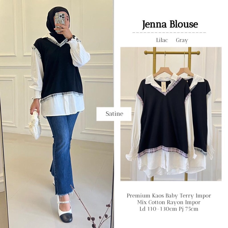 JENNA BLOUSE ORI SATINE | Premium Kaos Baby Tery Impor