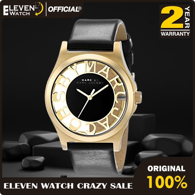 [Promo] Jam Tangan Wanita Marc Jacobs MBM1246 / MBM 1246 Henry Black Cut-out Dial Gold Ion-plated  G