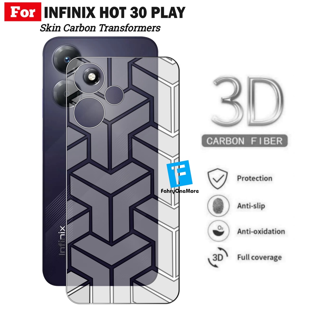 Skin Carbon Infinix Hot 30 Play NFC Garskin Motif Transformers Belakang Handphone