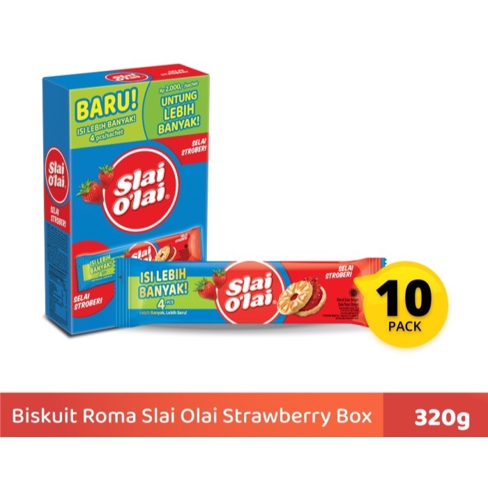 

Biskuit Roma Slai Olai Strawberry 1 Box isi 10 Sachet ORIGINAL