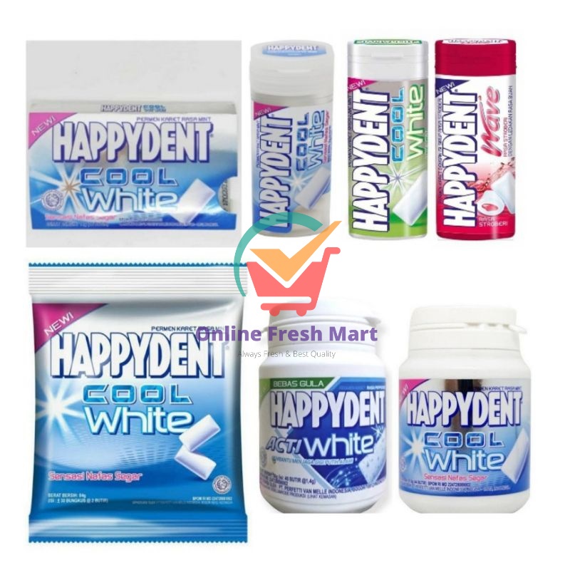 

HAPPYDENT White Mint Aneka Permen Karet Sachet Botol wave cool expert actiwhite - Online Fresh Mart Denpasar