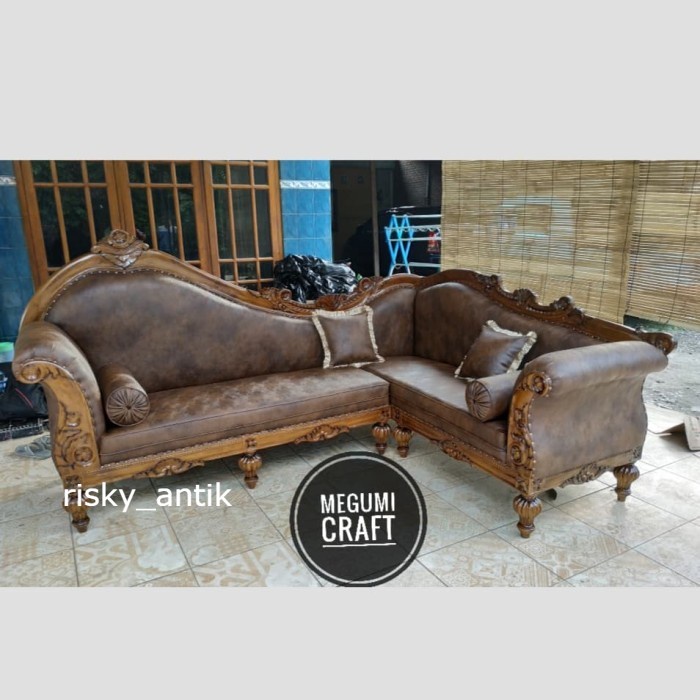 Sofa kursi tamu sudut jati ukir mebel Jepara furniture Termurah cod redy