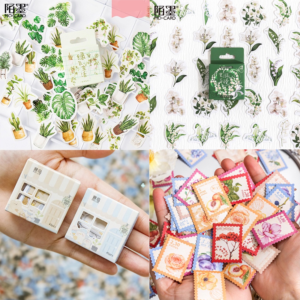 

42-46pcs Sticker Mini Box FLOWER Series / Stiker Bujo Journaling Scrapbook Bullet Journal Jurnal Mo Card Viral Lucu Journaling Hiasan DIY