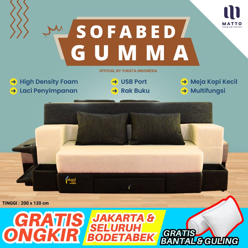 MATTO GUMMA | SOFA BED SOFABED YUKATA LIPAT 100% ORIGINAL SOFA BED KASUR  LIPAT LANTAI YUKATA INOAC 