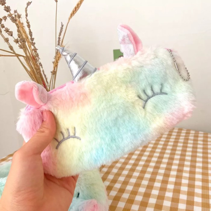 

Tempat Pensil Unicorn Bulu Kotak Tepak Pensil Alat Tulis Anak Sekolah Cewek