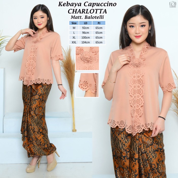 New Style COD Atasan Kebaya Encim Modern Terbaru Warna Coklat|Maroon|Putih|Hitam - Cokelat, XXL