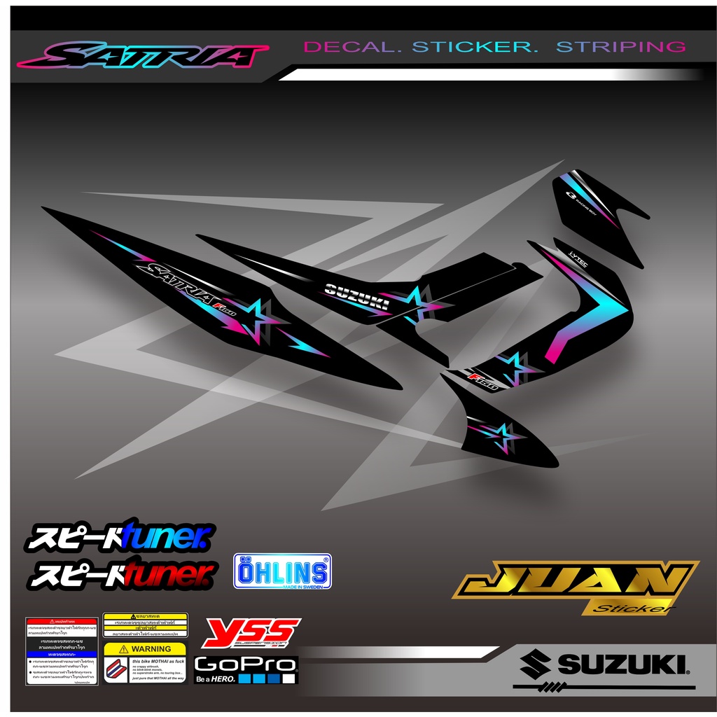 RK STRIPING STIKER MOTOR VARIASI SATRIA FU BARONG 2008 2009 2010 2011 2012 STICKER F150 KARBU