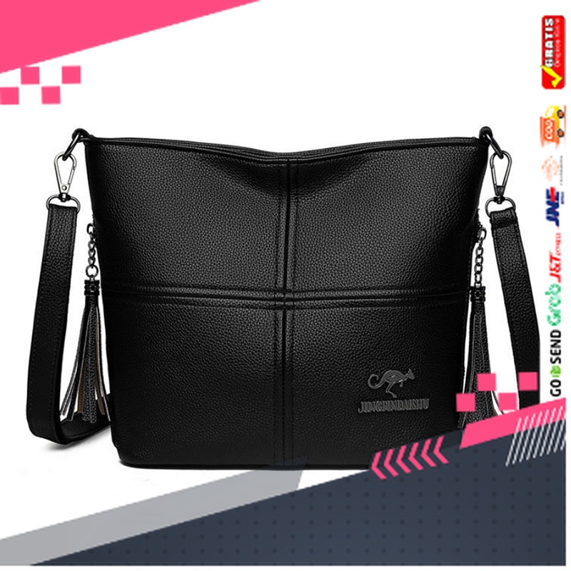 TAS WANITA DESAIN BARU ELEGAN MURAH BANGET /TAS SELEMPANG WANITA BRANDED KULIT HITAM NADIAN SLING BA