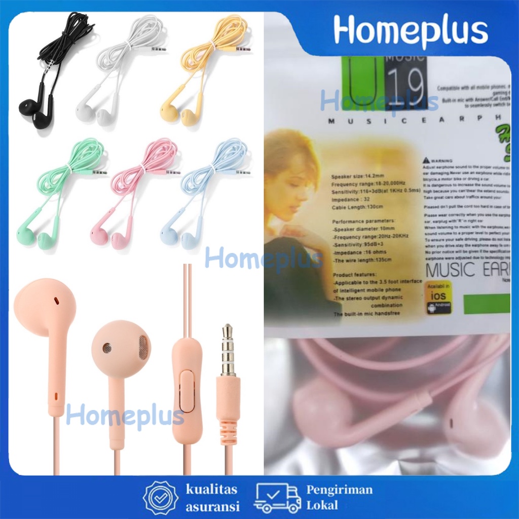 HomePlus Headset Macaron Earphone Macaron Matte Handsfree Earphone Macaron Extra Bass Matte Colourfu