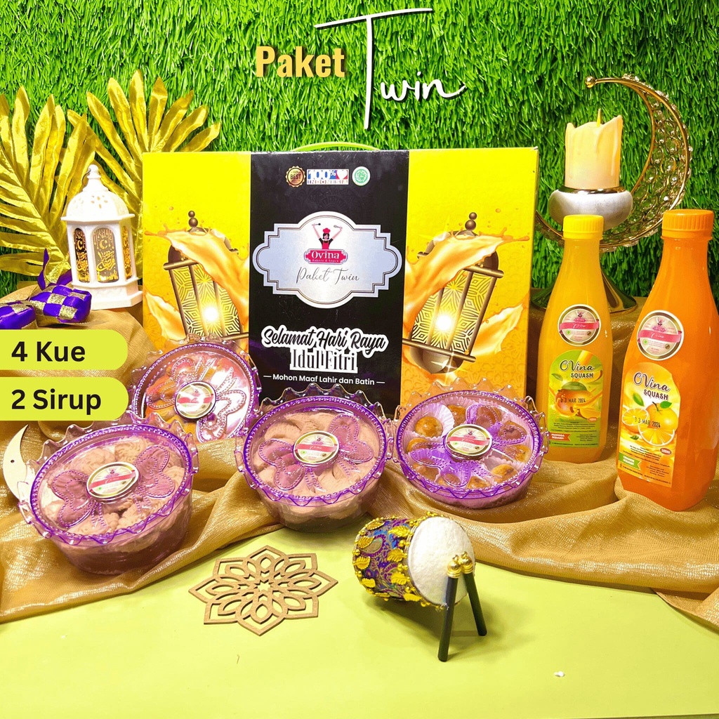 

BERKAH RAMADHAN GERAI FATIN!! PAKET TWIN OVINA 2 SIRUP 4 TOPLES KUE PARSEL LEBARAN 2023