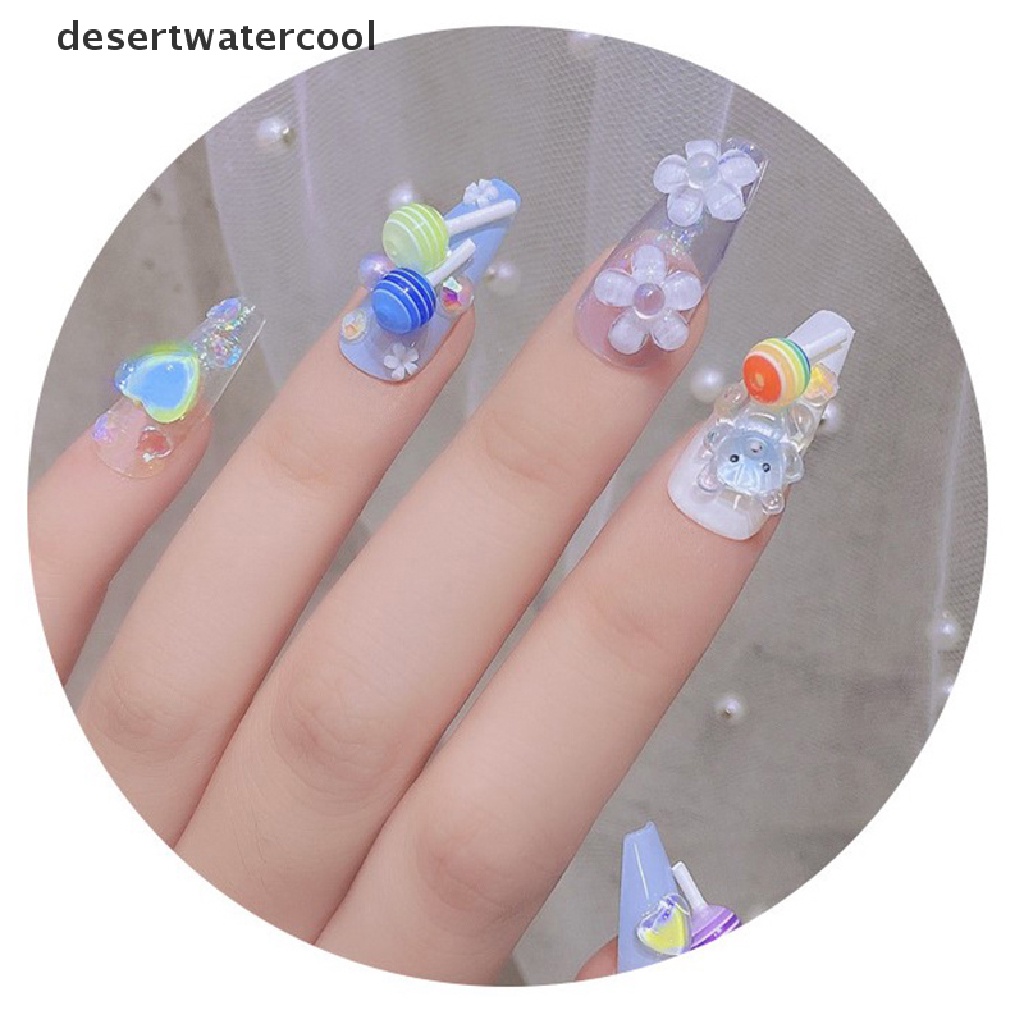 Deid 5Pcs Lollipop Berbentuk Ch Resin Kuku Seni Permata Lucu 3D Studs Nail Art Decals Martijn