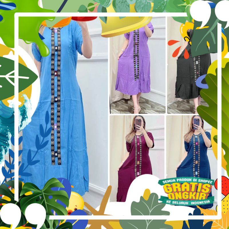 BISA COD DYJA 07 DASTER RAYON POLOS MERAH BIRU NAVI UNGU HITAM VIRAL JUMBO BAJU BUSUI DRESS RAYON HO