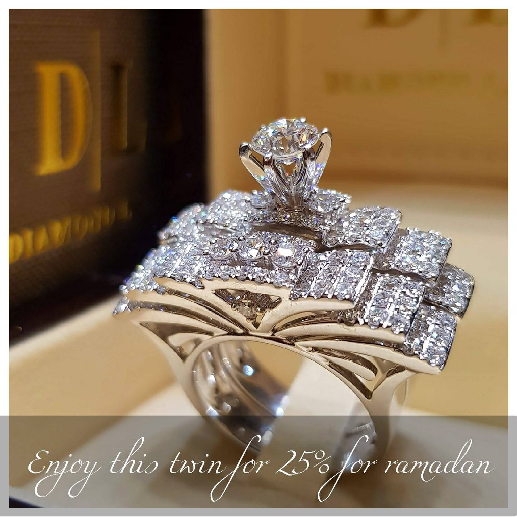 Goldkingdom Aksesoris Perhiasan Fashion Ready Stock Delapan Hati Dan Delapan Panah, Cincin Zirkon, Perjamuan Kreatif Eropa Dan Amerika, Cincin Pertunangan Pernikahan.