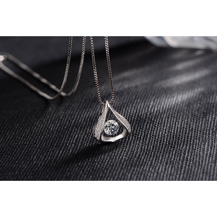 Goldkingdom Fashion Perhiasan Aksesoris Ready Stock Berbentuk Hati Droplet Perak Disepuh Kalung Wanita Tulang Selangka Rantai Perhiasan Liontin Jepang Dan Korea