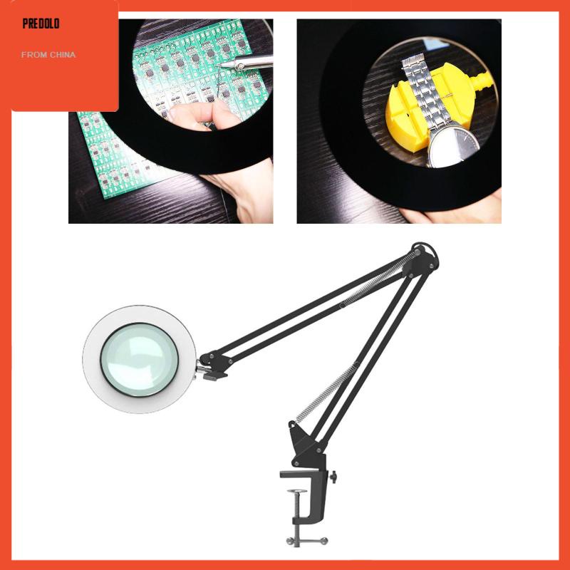 [Predolo] Lampu Meja LED USB Lipat 5X Magnifying Lamp Dengan Penjepit Untuk Membaca