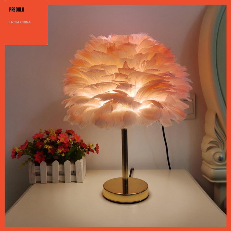 [Predolo] Feathers Table Lamp Night Light Kap Lampu Untuk Dekorasi Kamar Rumah Samping Tempat Tidur