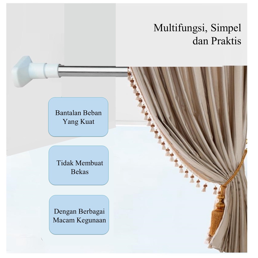 Adjustable 50-300cm Fleksibel Tiang Pipa/Tiang Tanpa Paku/Tiang Kamar Mandi/Tiang Serbaguna