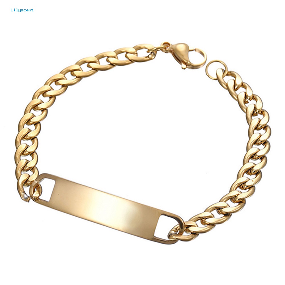 Lilyscent Pria Fashion Mirrored Stainless Steel Rantai Gelang Bangle Pesta Perhiasan Hadiah