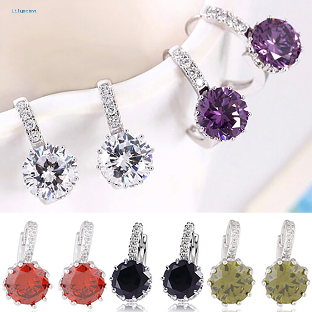 Lilyscent Wanita Fashion Berlapis Emas 9K Zirkon Berlian Imitasi Huggie Earrings Perhiasan Hadiah