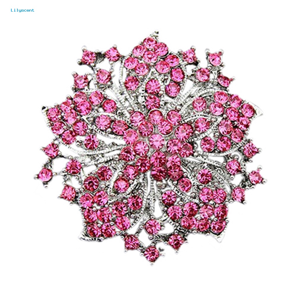 Lilyscent 8warna Bros Berlian Imitasi Untuk Pernikahan Wanita Shiny Rhinestone Flower Brooch Menawan