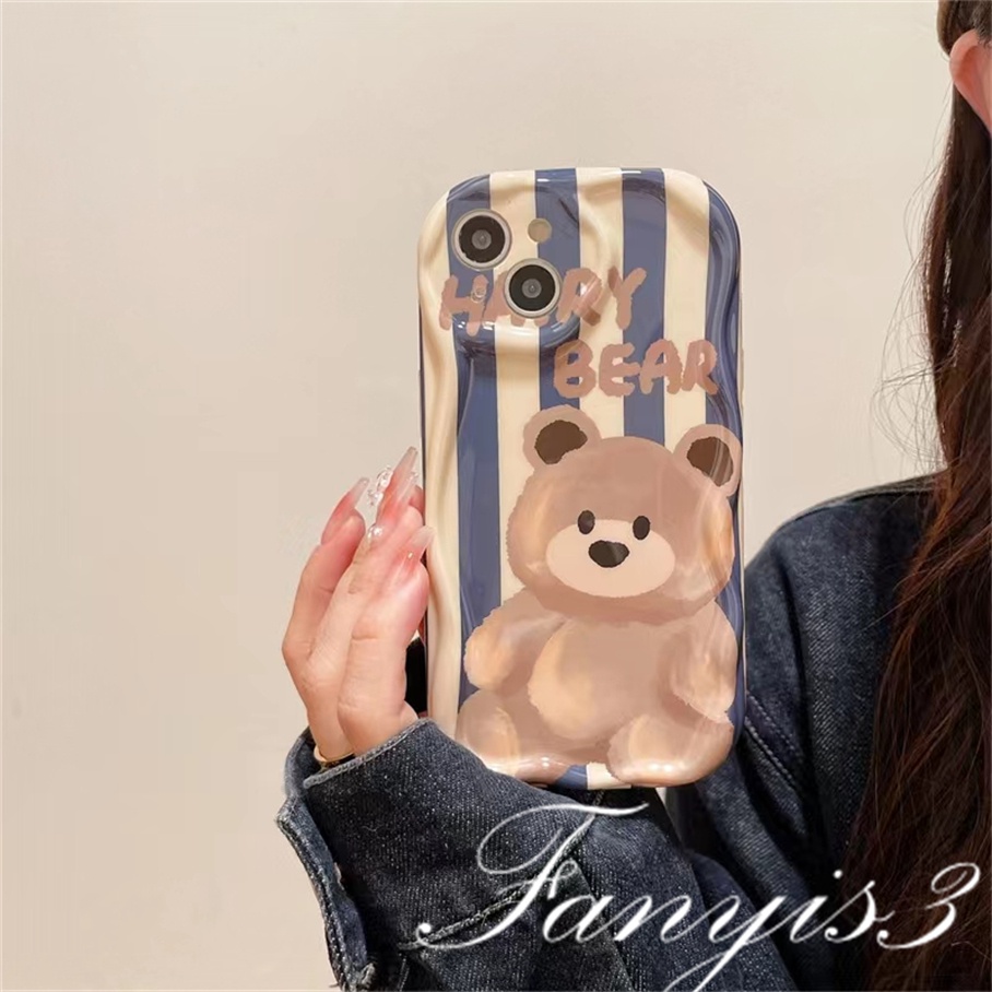 Compatible For IPhone 14 13 12 11 Pro Max X XR Xs Max 8 7 6s Plus SE 2020 Kompatibel Untuk Happy Bear Gelombang Casing Ponsel TPU Silicon Lembut Cover Pelindung