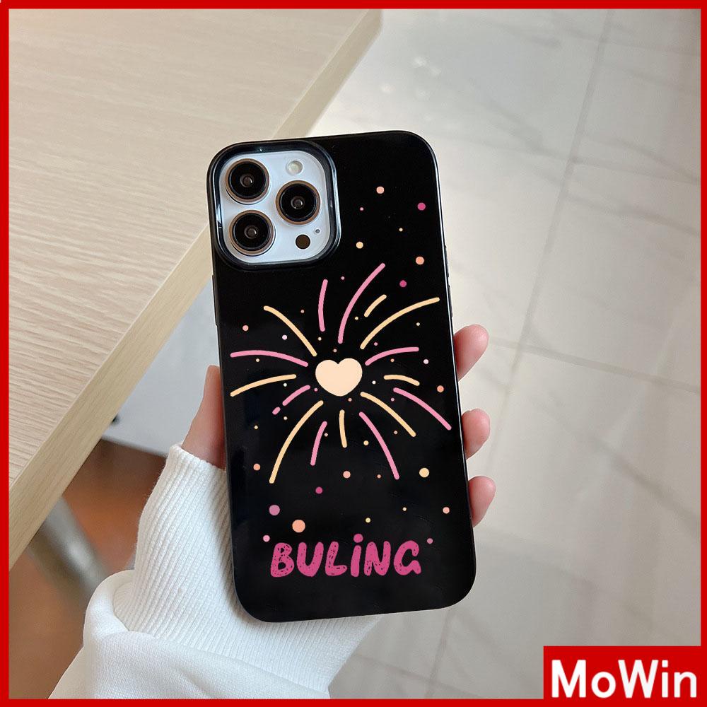 For iPhone 14 Pro Max iPhone Case Black Glossy TPU Soft Case Shockproof Protection Camera Love Heart Fireworks Compatible with iPhone 13 Pro max 12 Pro Max 11 xr xs max 7Plus 8Plus