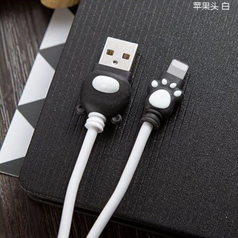 Untuk IPhone Huawei Android Kabel Data Kartun Kaki Beruang Kabel Data Dengan Penutup Pelindung Kabel Data Lucu 2A Kabel Pengisian Cepat