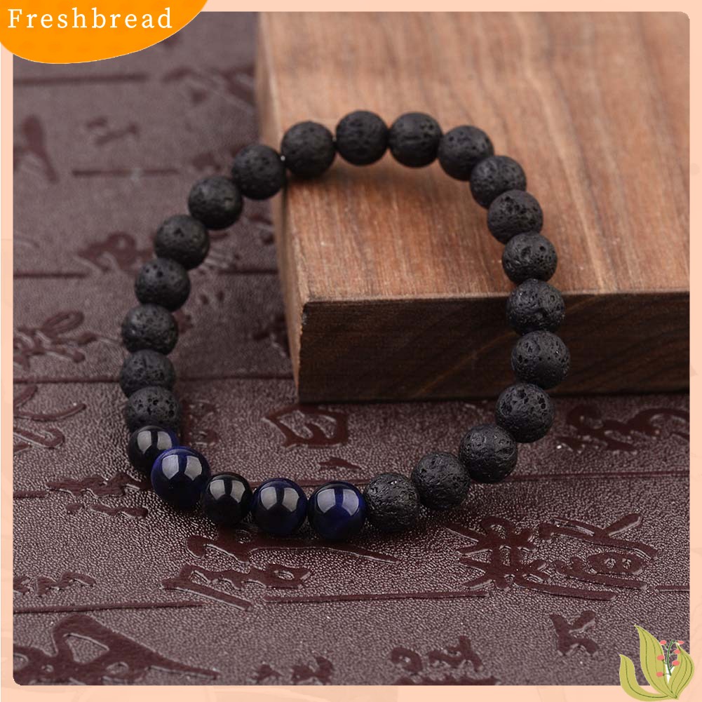 &lt; Freshbread &gt; Unisex Sederhana Batu Alam Tiger Eye Manik-Manik Penyembuhan Gelang Perhiasan Elastis