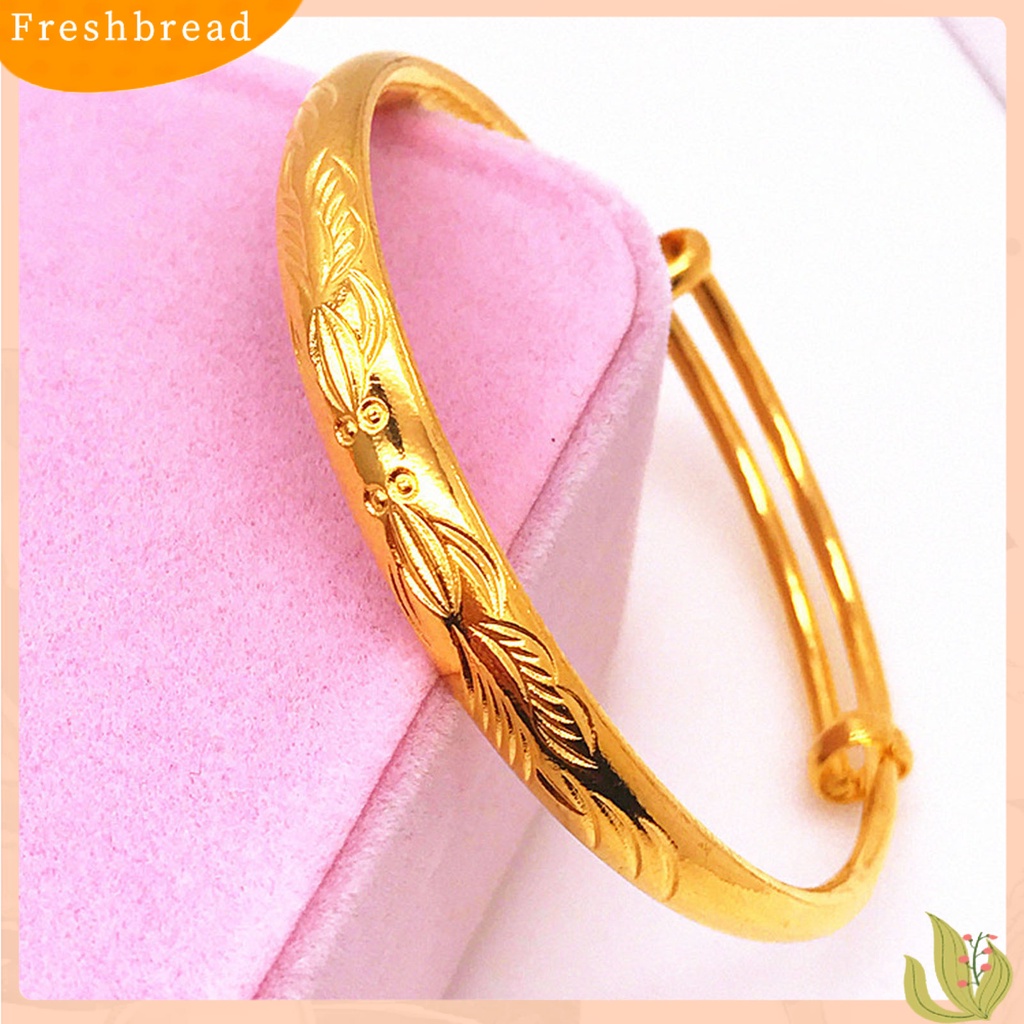 &lt; Freshbread &gt; Gelang Menebal Adjustable Golden Wanita Imitasi Lapis Emas Bangle Untuk Perjamuan