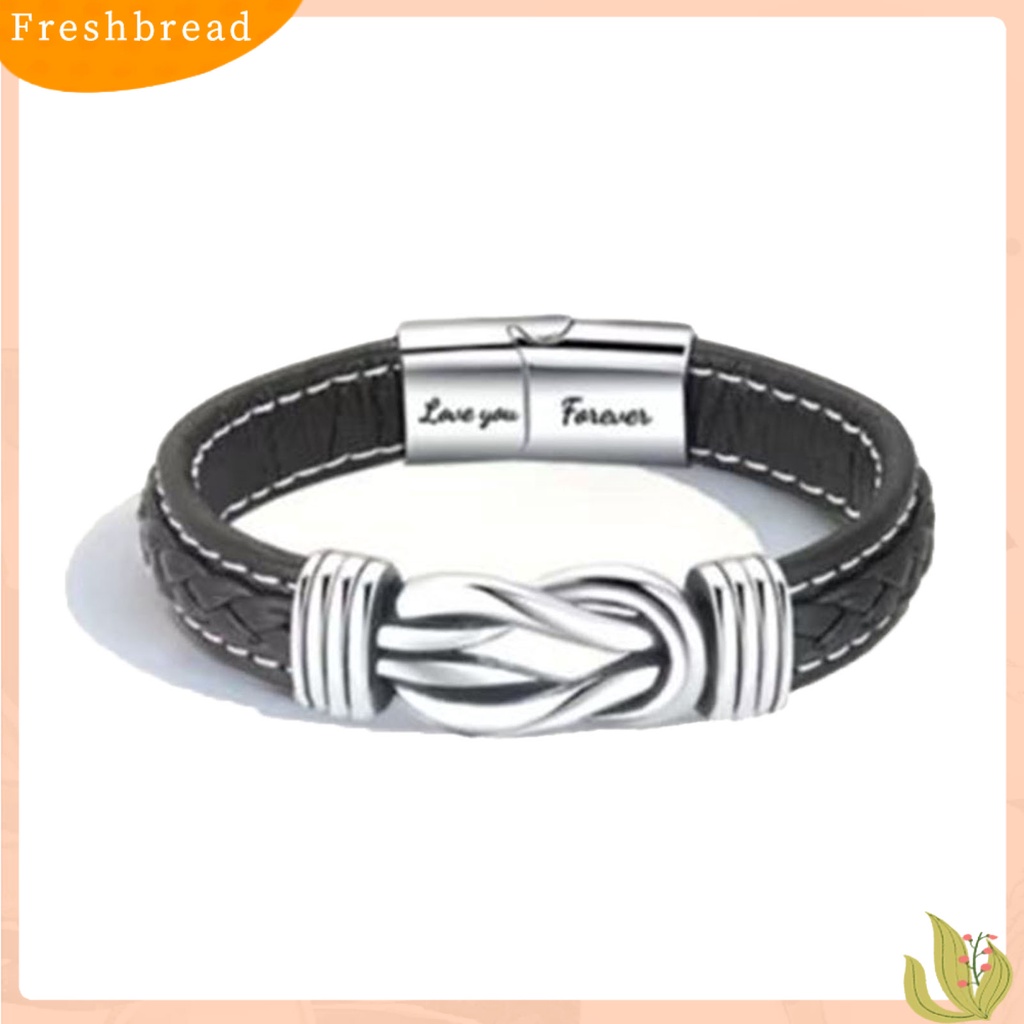 &lt; Freshbread &gt; Pria Gelang Dengan Kartu Lettering Twist Desain Duawarna Kulit Imitasi Wristwear Gaya Punk Gelang Terukir Putra Cucu Gelang Perhiasan Hadiah