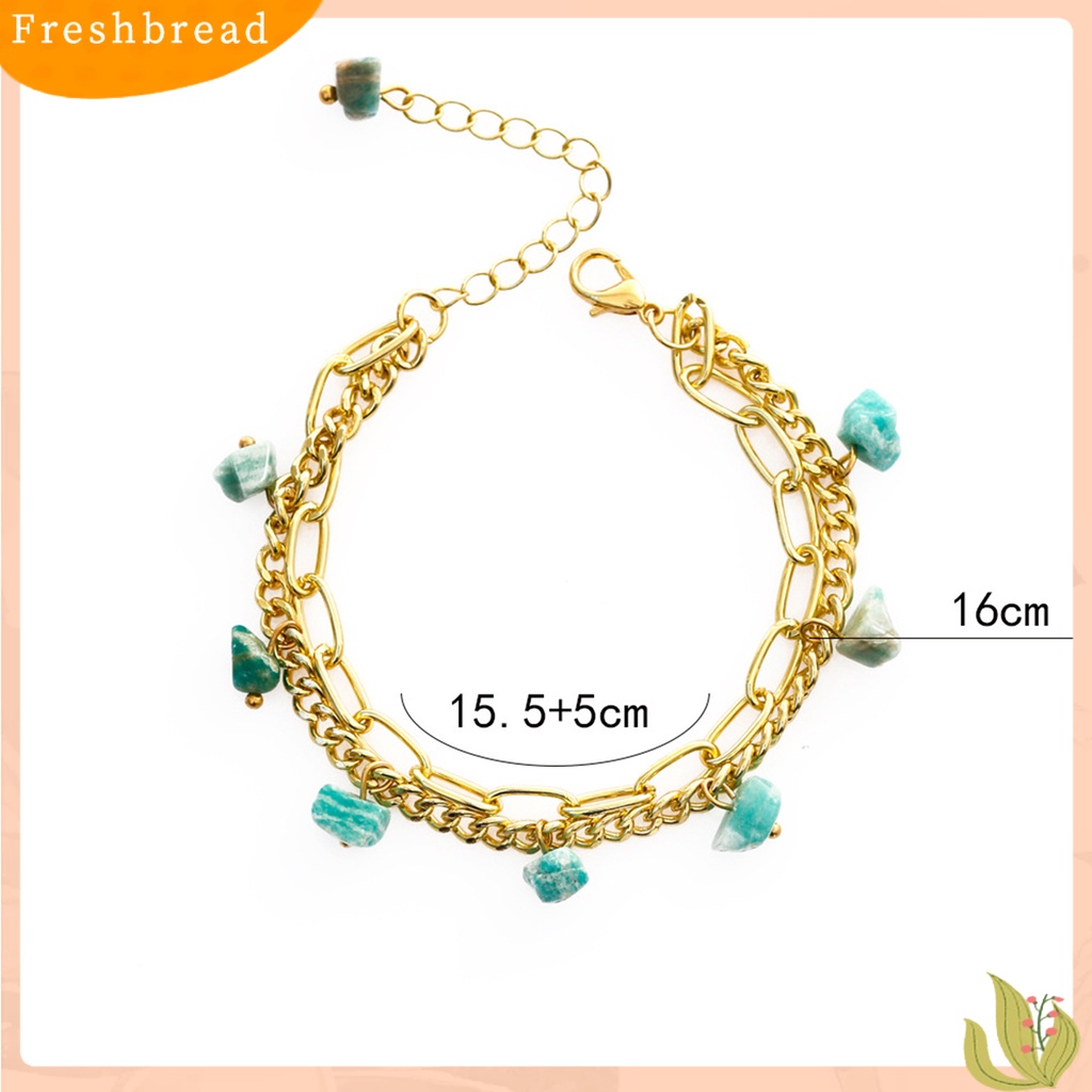 &lt; Freshbread &gt; Gelang Wanita Double Layer Simulasi Turquoises Jewelry Adjustable Bohemian Bracelet Untuk Pesta