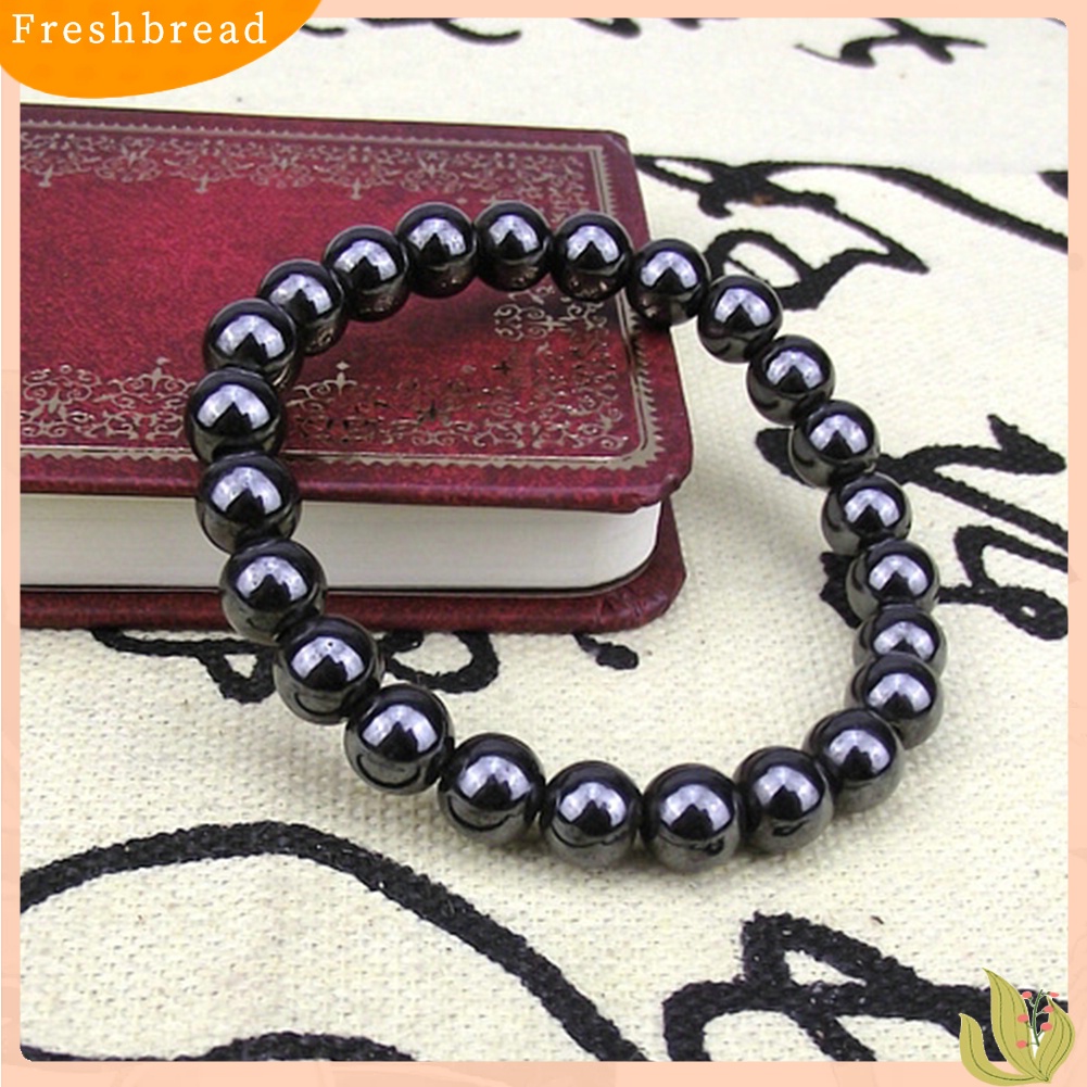 &lt; Freshbread &gt; Gelang Batu ic Bulat Hitam Fashion Unisex Perawatan Kesehatan Bangle Jewelry